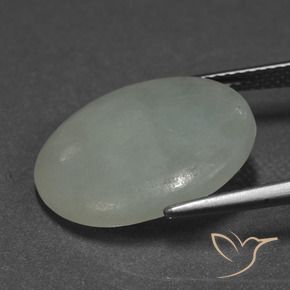 Jadeite Gemstone in 18.3 x 14.8 mm Size for Sale, Jadeite Stone in Grayish Green Color