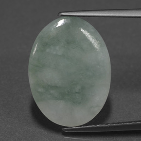 6.02 ct Green Jadeite Gemstone, Jadeite Gem in Oval Cabochon Shape for Sale.