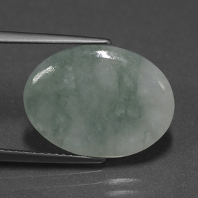 6.02 ct Green Jadeite Stone, Natural Jadeite in Oval Cabochon Shape for Sale