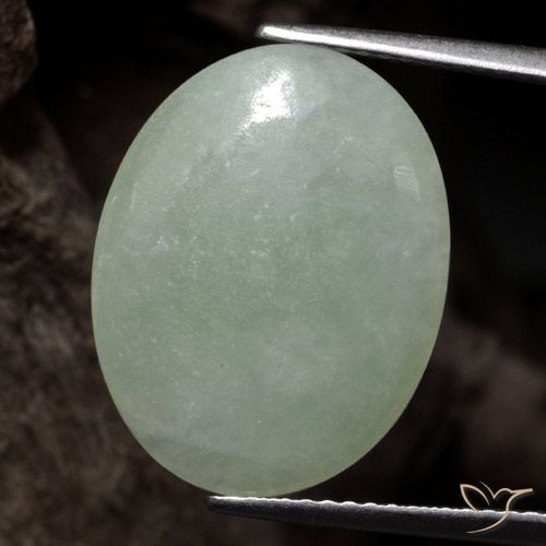 Giadeite Ovale cabochon da 8,15 ct dal Myanmar, dimensione 18,3 x 14,2mm, purezza Translucent, pietra preziosa naturale non trattati, Giadeite 1pc in colore Verde muschio, durezza Mohs di 6 - 6,5, Photo A