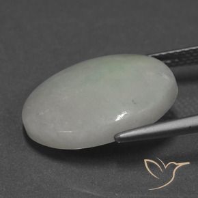 Jadeite Gemstone in 17.2 x 13.7 mm Size for Sale, Jadeite Stone in Grey Green Color