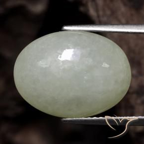 8.52 ct Green Jadeite Stone, Natural Jadeite in Oval Cabochon Shape for Sale