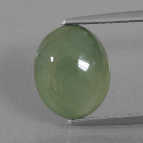 3.85 ct Green Jadeite Gemstone, Jadeite Gem in Oval Cabochon Shape for Sale.