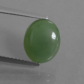 2.77 ct Green Jadeite Gemstone, Jadeite Gem in Oval Cabochon Shape for Sale.