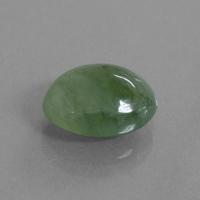 5.99 ct Green Jadeite Stone, Natural Jadeite in Oval Cabochon Shape for Sale