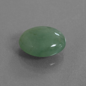 5.60 ct Green Jadeite Stone, Natural Jadeite in Oval Cabochon Shape for Sale
