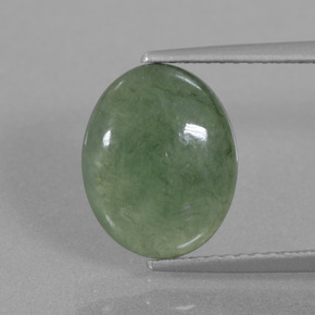 4.05 ct Green Jadeite Gemstone, Jadeite Gem in Oval Cabochon Shape for Sale.