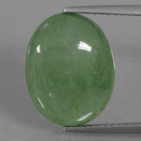 7.53 ct Green Jadeite Gemstone, Jadeite Gem in Oval Cabochon Shape for Sale.