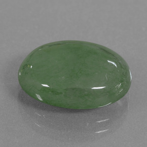 7.53 ct Green Jadeite Stone, Natural Jadeite in Oval Cabochon Shape for Sale