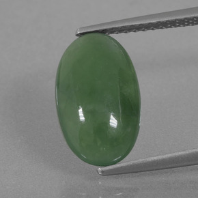 4.00 ct Green Jadeite Gemstone, Jadeite Gem in Oval Cabochon Shape for Sale.