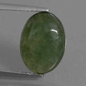 4.63 ct Green Jadeite Gemstone, Jadeite Gem in Oval Cabochon Shape for Sale.
