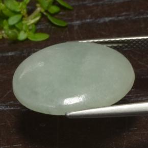 Jadeite Gemstone in 18.6 x 14.4 mm Size for Sale, Jadeite Stone in Pale Moss Green Color