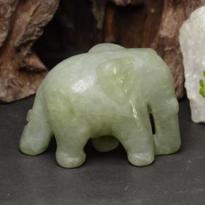 144.2ct Carved Elephant Green Jadeite for sale thumb image of 144.2ct Carved Elephant Green Jadeite (ID: 470444)