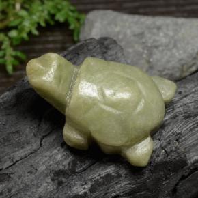 Earthy Green Jadeite Gem - 86.5ct Carved Turtle (ID: 470542)