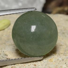 Earthy Green Jadeite Gem - 6.8ct Round Cabochon (ID: 470596)