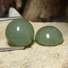 17.30 ctw Green Jadeite Gemstones, Jadeite Gems in Round Cabochon Shape for Sale.