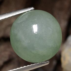 8.36 ct Green Jadeite Gemstone, Jadeite Gem in Round Cabochon Shape for Sale.