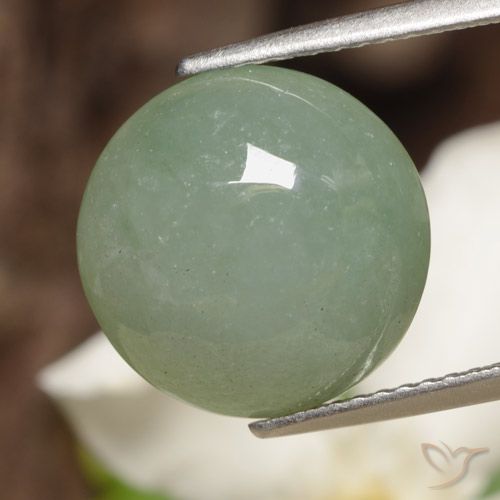 7.82ct Round Light Green Jadeite from Myanmar, Dimension 12.7mm, Natural untreated Gemstone, Translucent Clarity, 1pc Round Cabochon Jadeite, Mohs Hardness of 6 - 6.5, Photo A