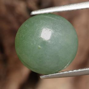 6.35 ct Green Jadeite Stone, Natural Jadeite in Round Cabochon Shape for Sale