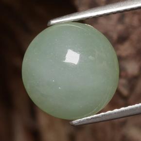 6.81 ct Green Jadeite Gemstone, Jadeite Gem in Round Cabochon Shape for Sale.