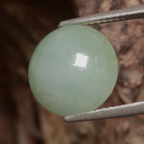 6.81 ct Green Jadeite Stone, Natural Jadeite in Round Cabochon Shape for Sale