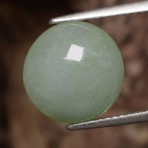 6.29 ct Green Jadeite Gemstone, Jadeite Gem in Round Cabochon Shape for Sale.