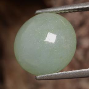 6.29 ct Green Jadeite Stone, Natural Jadeite in Round Cabochon Shape for Sale