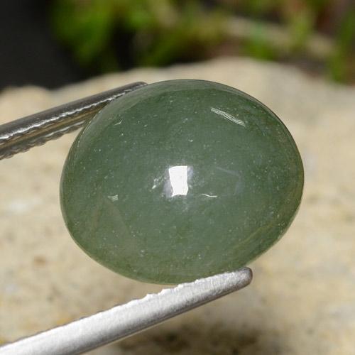 7.03 ct Green Jadeite Stone, Natural Jadeite in Round Cabochon Shape for Sale