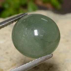 7.20 ct Green Jadeite Stone, Natural Jadeite in Round Cabochon Shape for Sale