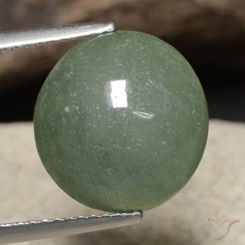 12.3mm Round Green Jadeite from Myanmar, Weight of 7.91ct, Natural untreated Gemstone in Translucent Clarity, 1pc Round Cabochon Jadeite - Color: Medium Green, Mohs Hardness of 6 - 6.5, Photo A