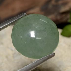 6.92 ct Green Jadeite Stone, Natural Jadeite in Round Cabochon Shape for Sale