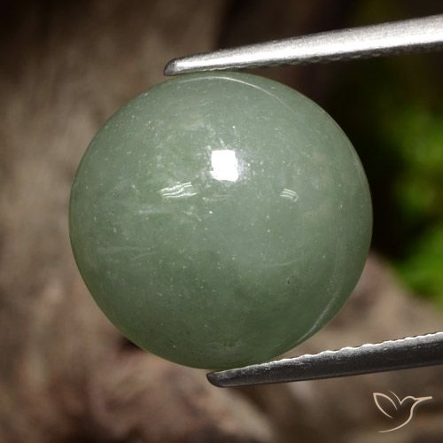 8.13ct Round Medium Green Jadeite from Myanmar, Dimension 12.3mm, Natural untreated Gemstone, Translucent Clarity, 1pc Round Cabochon Jadeite, Mohs Hardness of 6 - 6.5, Photo A