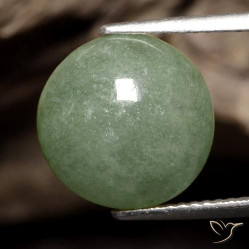 12.3mm Round Cabochon Green Jadeite from Myanmar, Weight of 7.98ct, Natural untreated gemstone in Translucent Clarity, 1pc Jadeite - the Color is Medium Green, Mohs Hardness of 6 - 6.5, Photo A