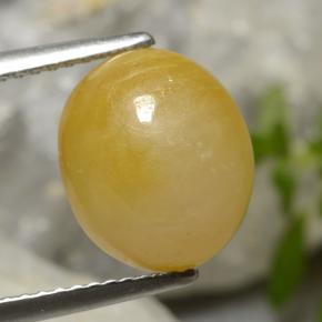 7.08 ct Yellow Jadeite Gemstone, Jadeite Gem in Oval Cabochon Shape for Sale.
