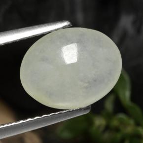 3.13 ct White Jadeite Stone, Natural Jadeite in Oval Cabochon Shape for Sale
