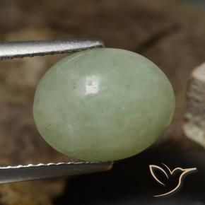 4.89 ct Green Jadeite Stone, Natural Jadeite in Oval Cabochon Shape for Sale