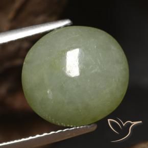 5.65 ct Green Jadeite Stone, Natural Jadeite in Oval Cabochon Shape for Sale