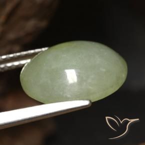 Jadeite Gemstone in 12.2 x 11.3 mm Size for Sale, Jadeite Stone in Warm Green Color