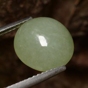 4.64 ct Green Jadeite Stone, Natural Jadeite in Round Cabochon Shape for Sale