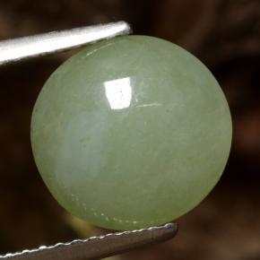 4.10 ct Green Jadeite Gemstone, Jadeite Gem in Round Cabochon Shape for Sale.