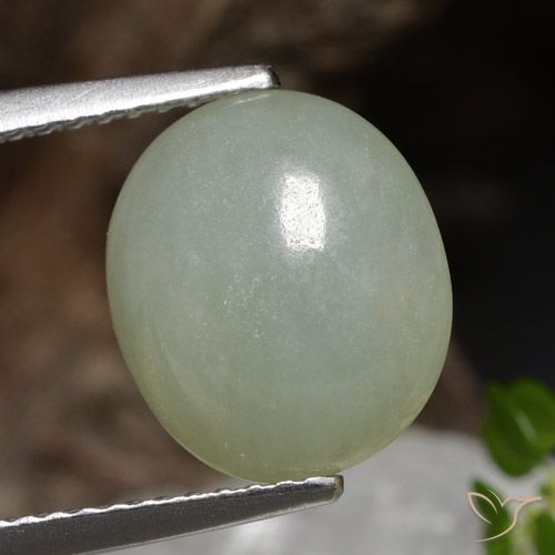 4.89ct Natural Light Green Jadeite, Oval, Translucent