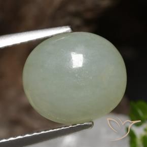 4.89 ct Green Jadeite Stone, Natural Jadeite in Oval Cabochon Shape for Sale