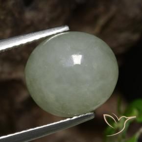 6.92 ct Green Jadeite Stone, Natural Jadeite in Oval Cabochon Shape for Sale