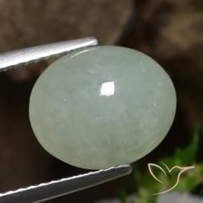 4.87 ct Green Jadeite Stone, Natural Jadeite in Oval Cabochon Shape for Sale