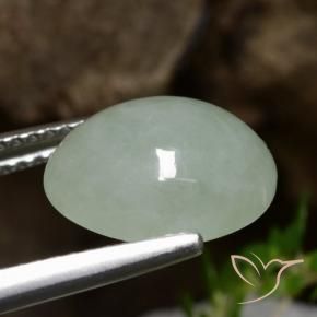 Jadeite Gemstone in 11.4 x 9.5 mm Size for Sale, Jadeite Stone in Grey Green Color
