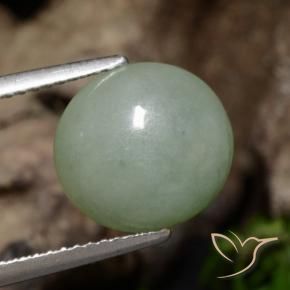 5.39 ct Green Jadeite Stone, Natural Jadeite in Oval Cabochon Shape for Sale