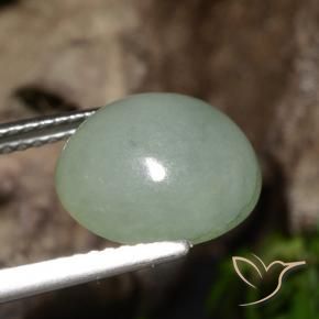Jadeite Gemstone in 11.3 x 10.5 mm Size for Sale, Jadeite Stone in Grey Green Color