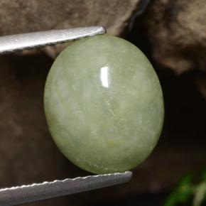 Лаймово-зеленый Жадеит Камень - 3.9ct Овал Кабошон (ID: 471392)