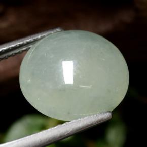 5.77 ct Green Jadeite Stone, Natural Jadeite in Round Cabochon Shape for Sale