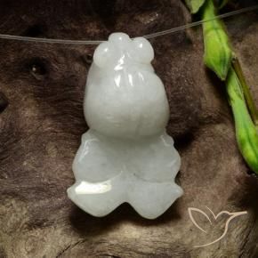 42.70 ct White Jadeite Stone, Natural Jadeite in Carved Fish with Hole Shape for Sale